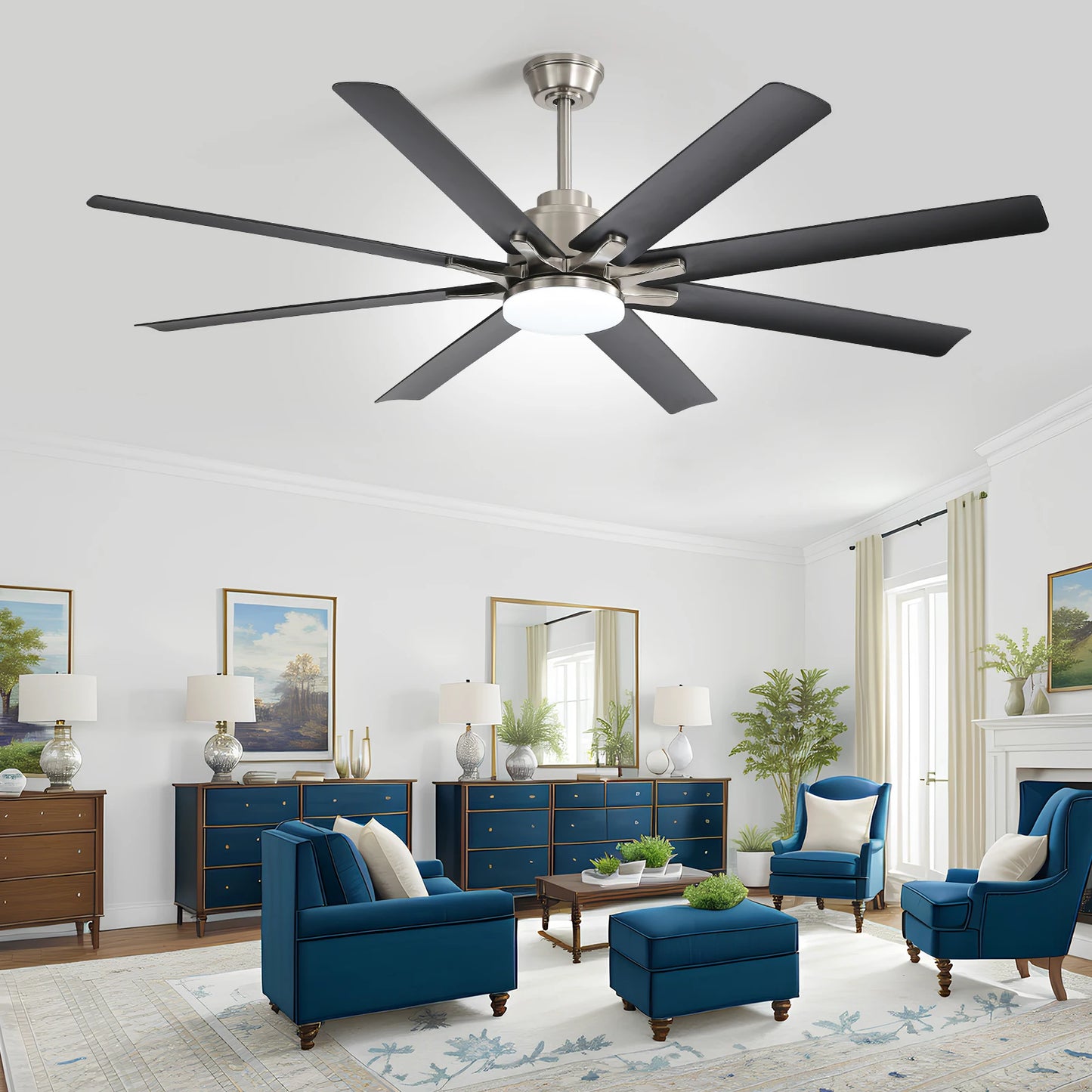 Sofucor Smart App Control 66-inch Ceiling fan with LED DC with remote control for Living room Bedroom