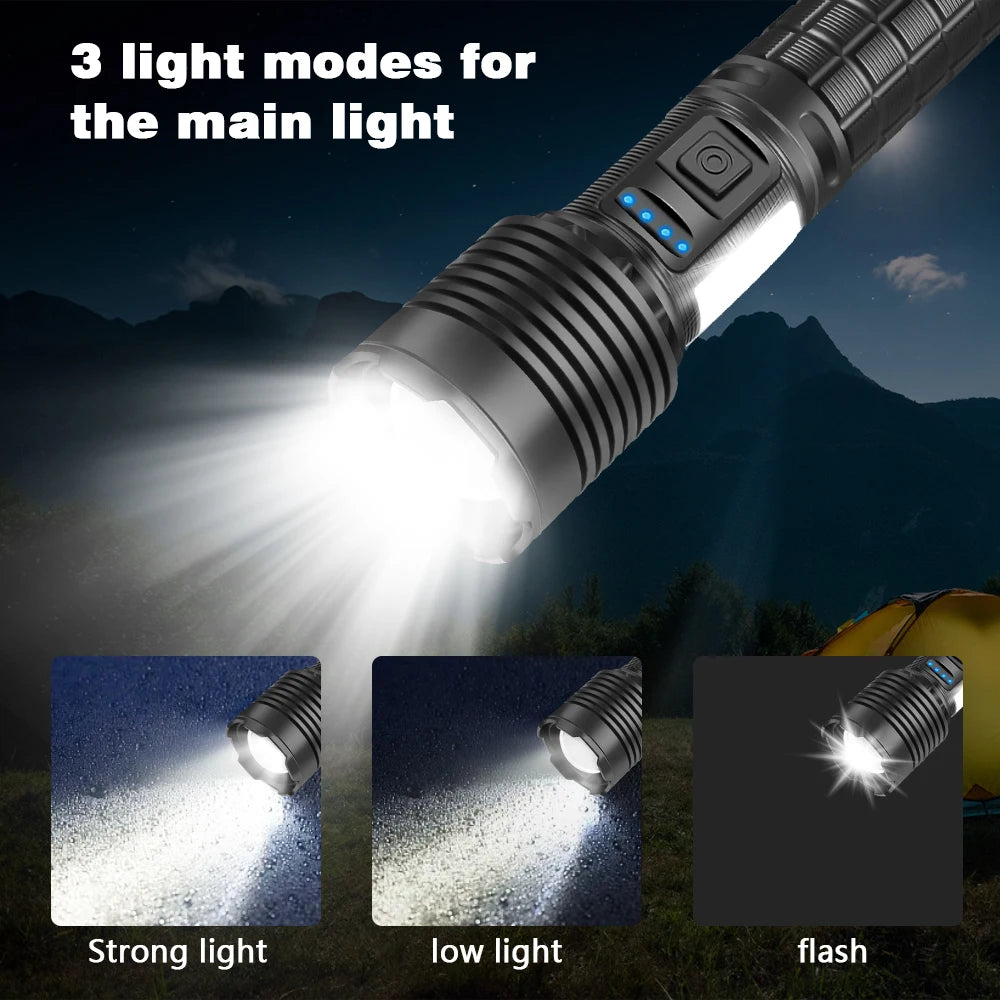 Retractable Portable Zoom Led Flashlights Built-in Battery