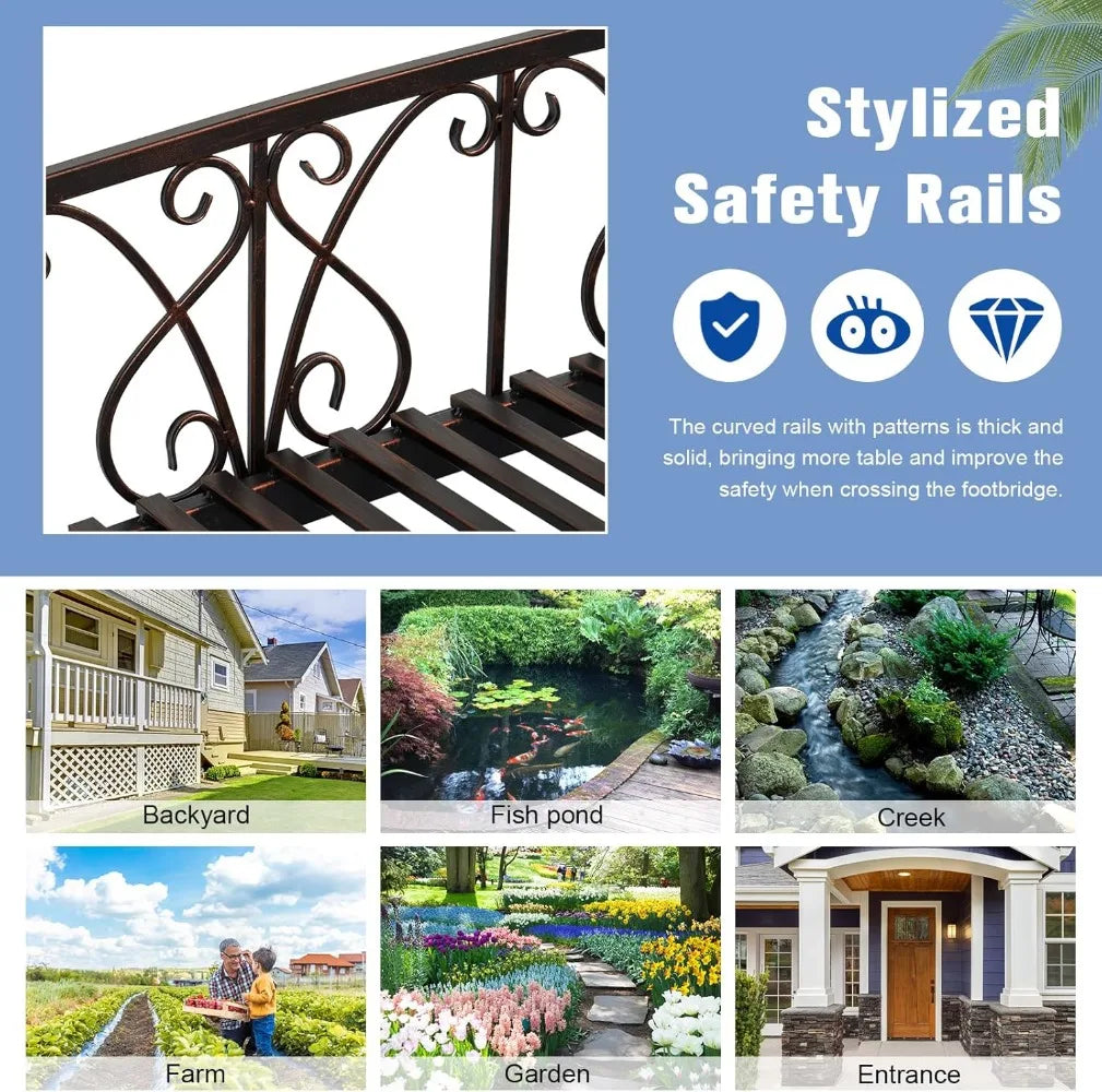 Outdoor Metal Garden Bridge Footpath Crossing