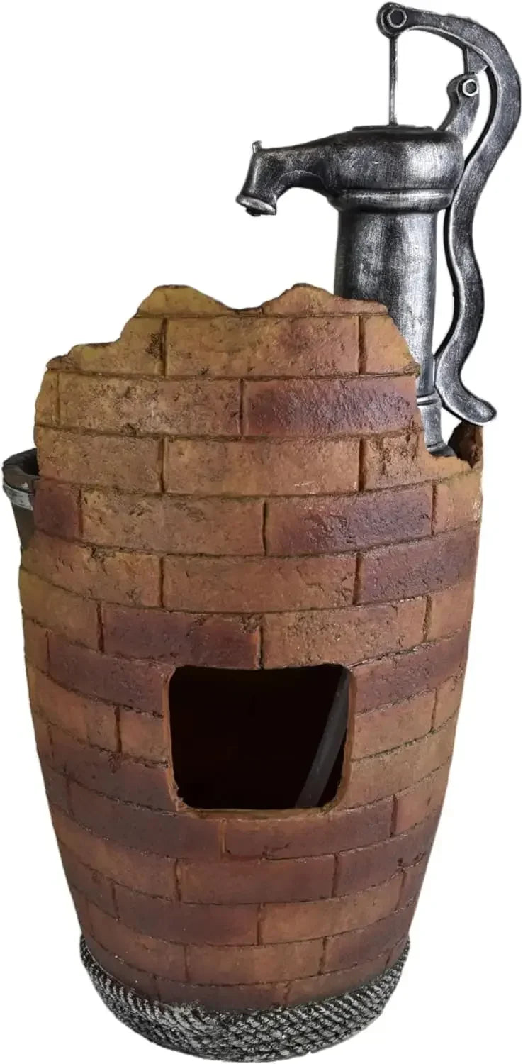 Glenville Water Pump Cascading Water Fountain, Brown/Black