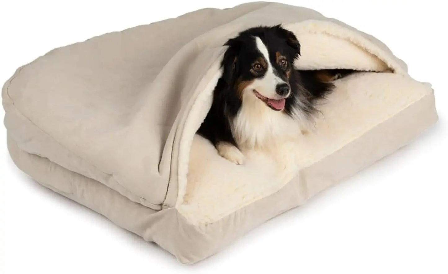 Cozy Cave Rectangle Dog Bed - Calming Burrow Bed for Dogs
