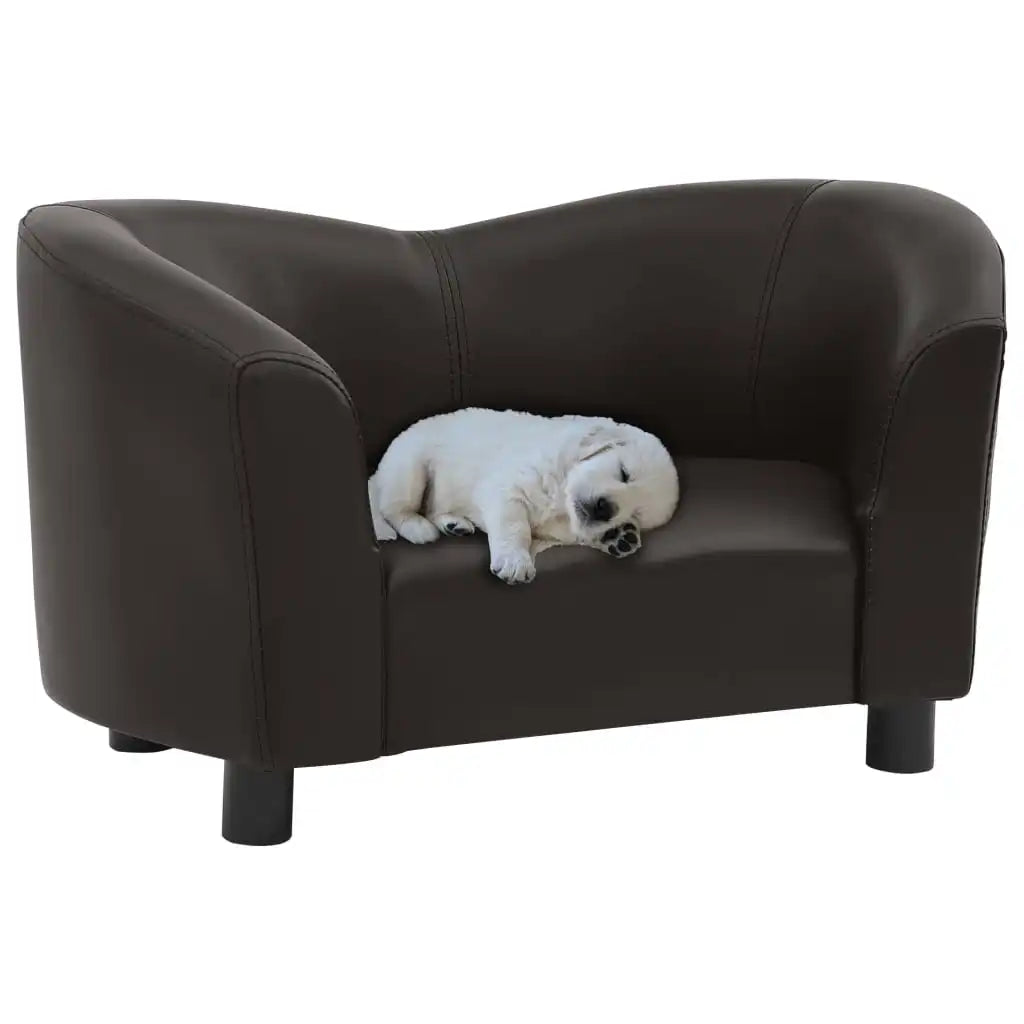 Dog Sofa Foam Filling Pet Relaxing Sofa for Home Use Brown