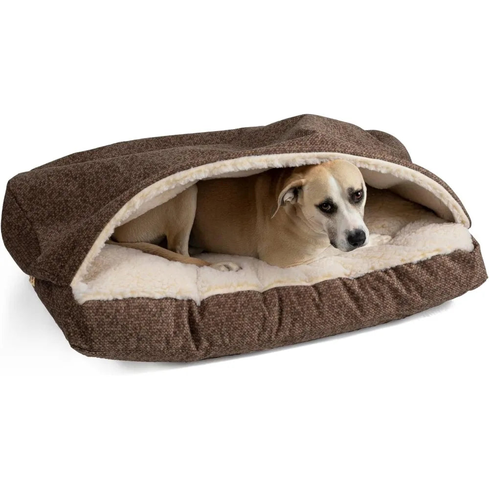 Cozy Cave Rectangle Dog Bed - Calming Burrow Bed for Dogs