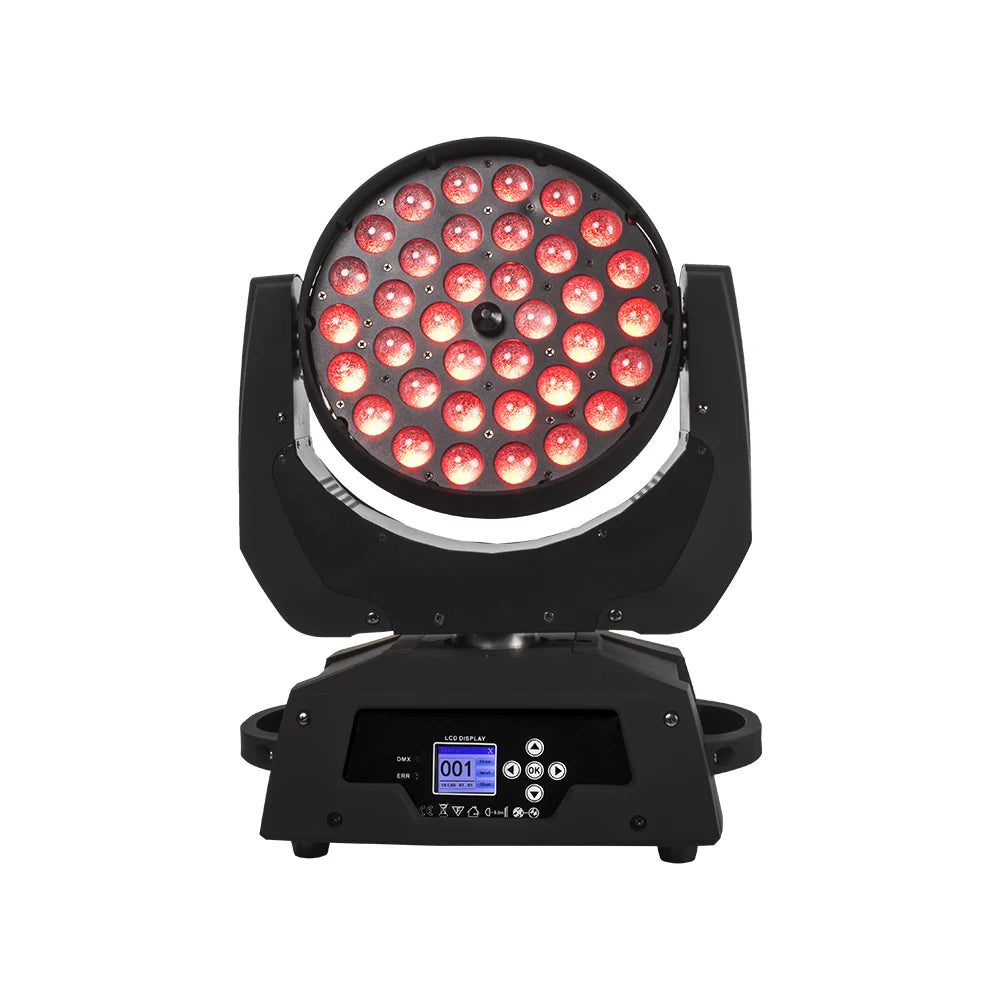 SHEHDS 36x18W LED Zoom Wash Moving Head Lighting Button Version RGBWA+UV Color for Disco Nightclub Wedding