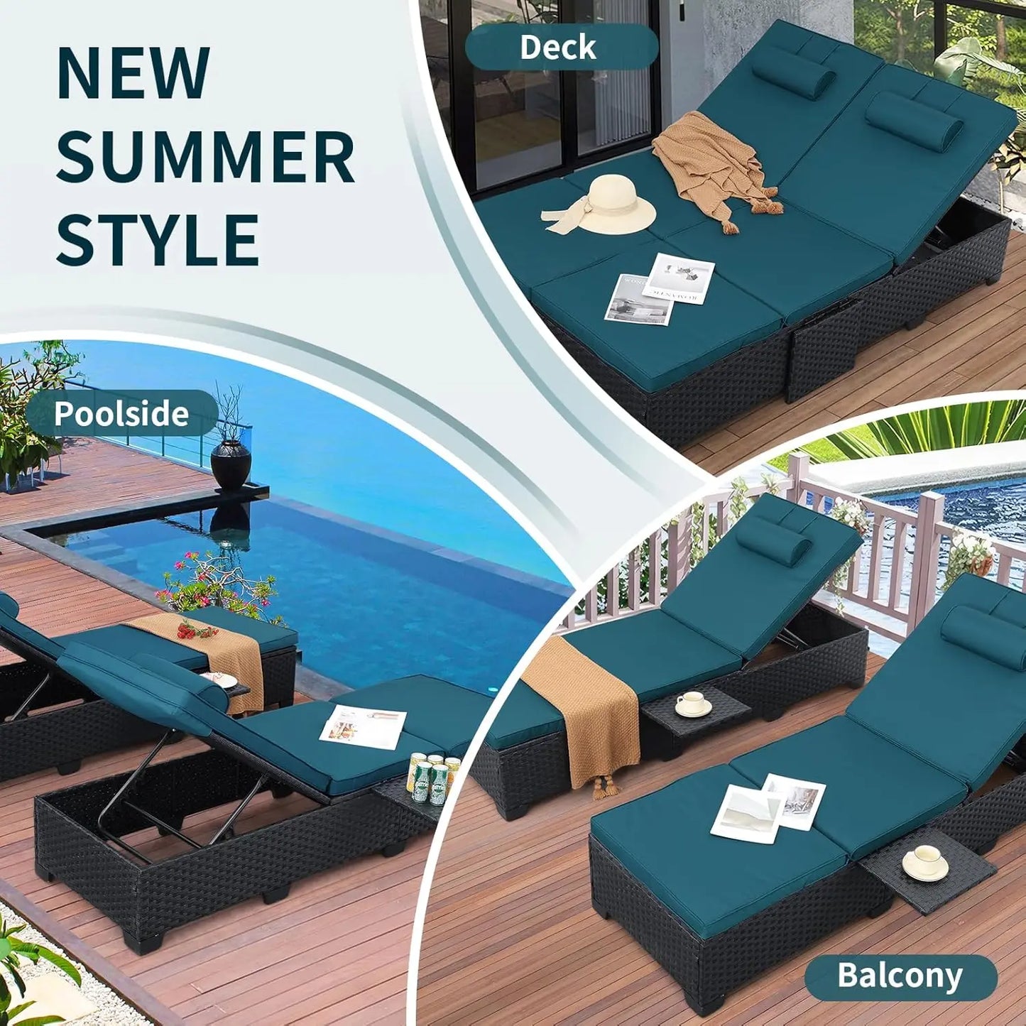 Outdoor Chaise Lounge Chairs for Outside Patio Set of 2