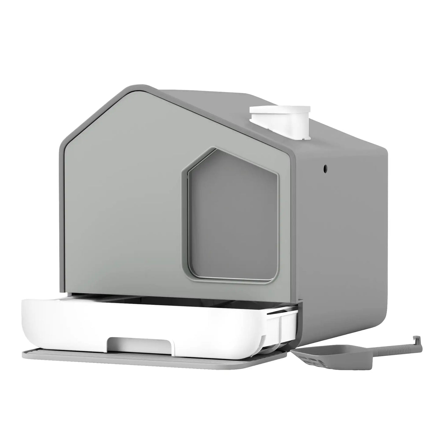 Enclosed Cat Litter Box,with Odor-Free Enclosed Hooded Easy to Clean,with Mat and Scoop,Gray