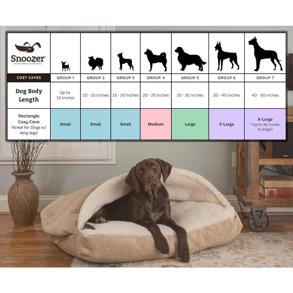 Cozy Cave Rectangle Dog Bed - Calming Burrow Bed for Dogs