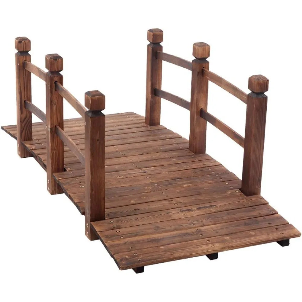 Garden Arch Bridge 5FT Wooden Footbridge Decorative Backyard Bridge, Garden Yard,Garden Bridge Arc Walkway 59"L x 26.38"W x 22"H