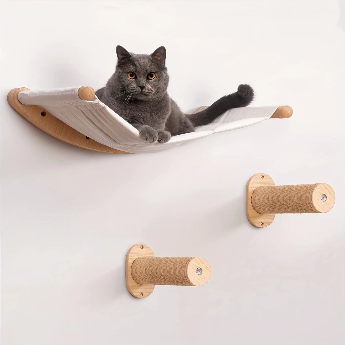 Cat Hammock Wall Mounted Cat Shelf With Two Steps For Cats