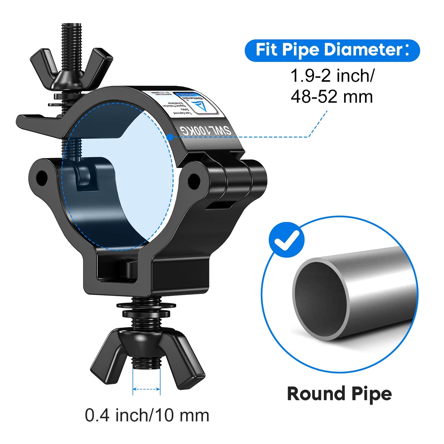 2/4PCS Aluminum Lights Hook Stage Lights Clamp Hanger Hooks Bracket Moving Heads Heavy Duty Hook Suitable 48-52MM pipe diameter