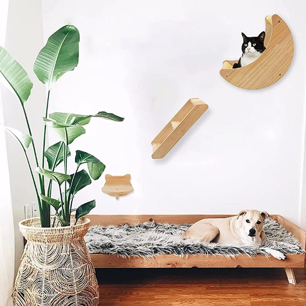 Cat Shelf Wall Hammock Climbing Shelves Moon Shaped Perches