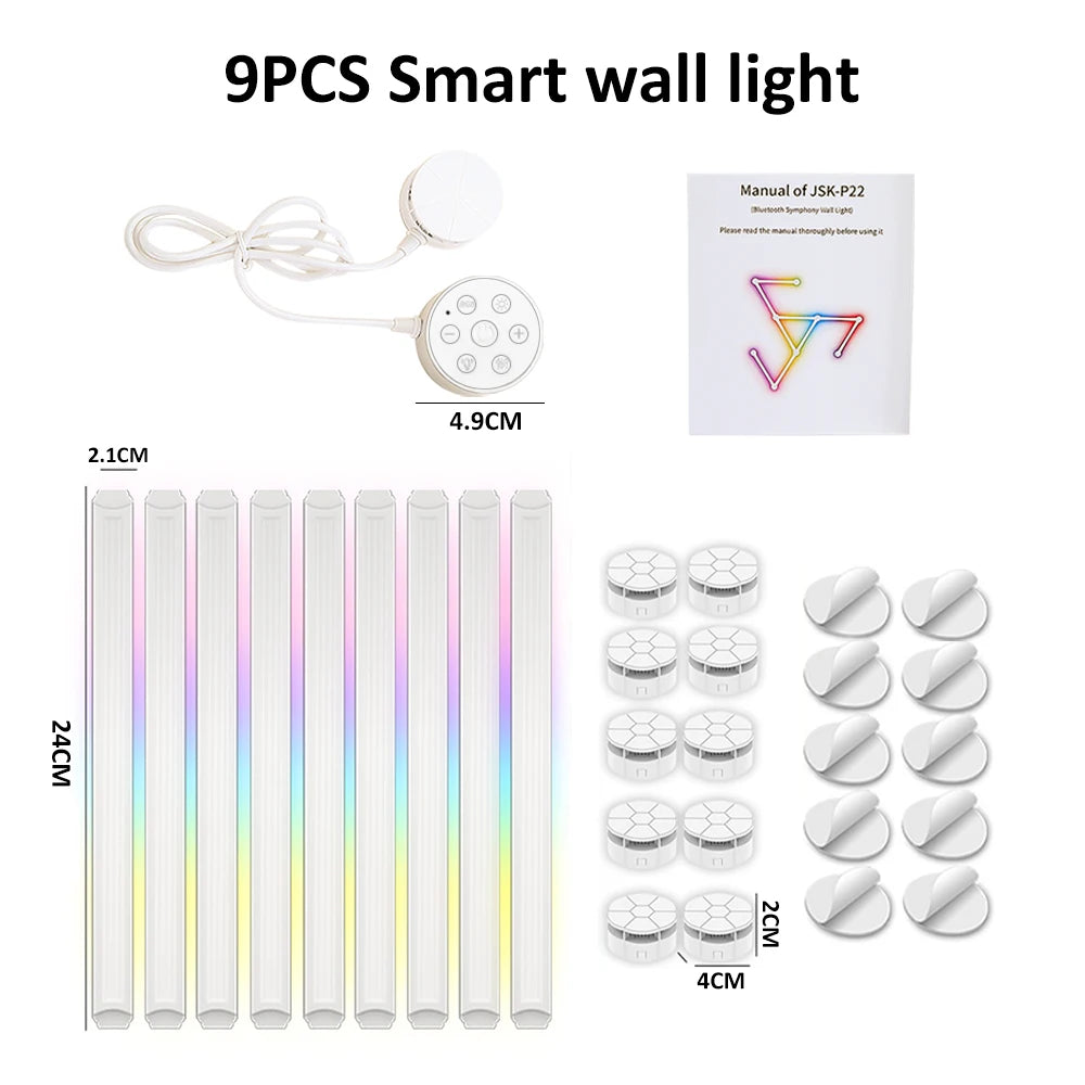 Mexllex 6/9PCS RGB Smart LED Wall Light Bars for Home