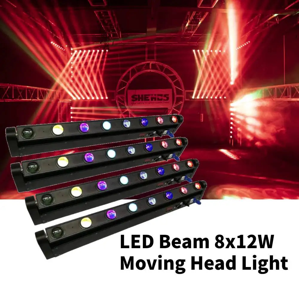 SHEHDS 2/4/8PCS Beam LED 8x12W RGBW Bar Moving Head Stage Lighting DMX512 For DJ Disco Party Night Club Stage Equipment