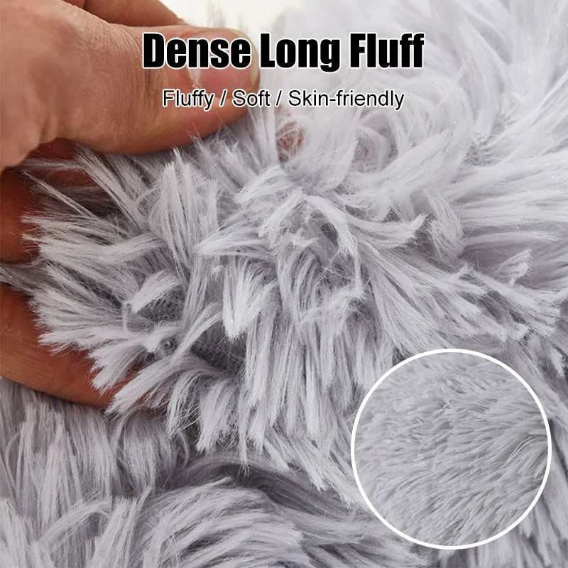 40-100cm Fluffy Pets Large Round Dog Bed Super Warm Soft Cat House