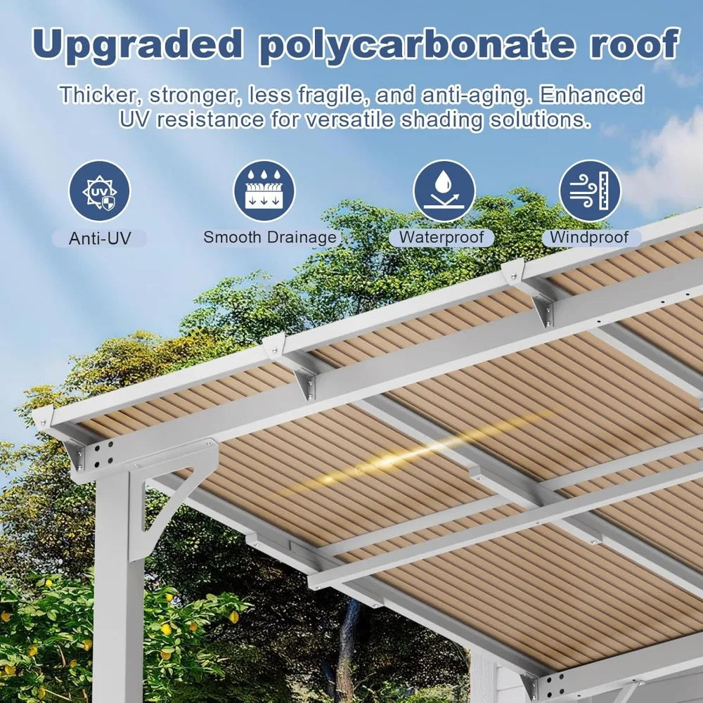 10' X 14' Gazebo Wall Mounted Lean To Metal Awnings Pergola