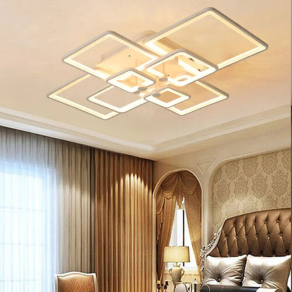 Bymaocar 8 Heads Modern Ceiling Light Led Acrylic Lamp Stepless Dimming Bedroom Living Room Chandelier Indoor Lighting+remote