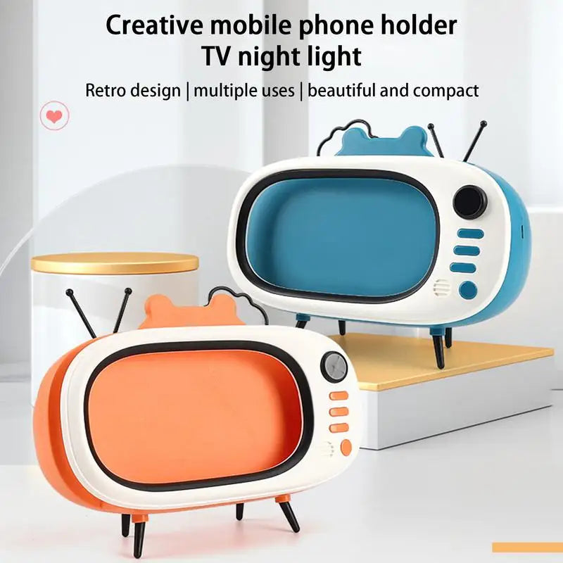 Creative Mobile Phone Holder TV Night Light Universal Phone Stand Retro TV Mobile Phone Holder Under 6.5 Inch