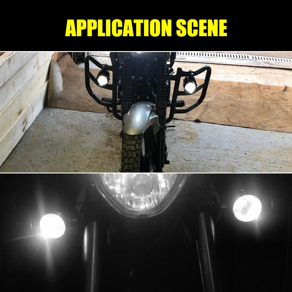 2pcs Motorcycle Headlight Auxiliary Working Lamp Motorbike Spot Fog light LED DRL Spotlights Angel Eye