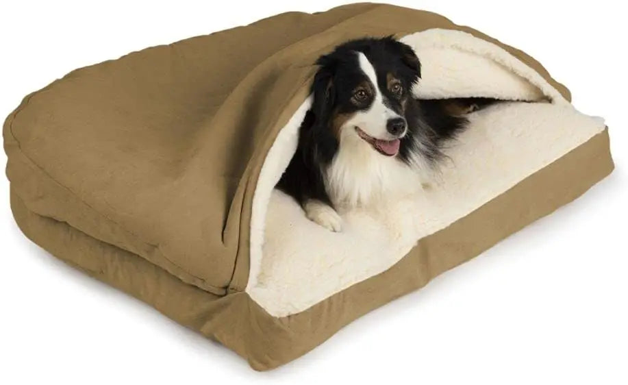 Cozy Cave Rectangle Dog Bed - Calming Burrow Bed for Dogs