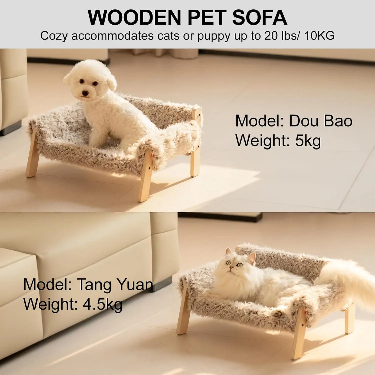 Mewoofun Large Cat Bed Brown-Grey Soft Couch 56x45cm