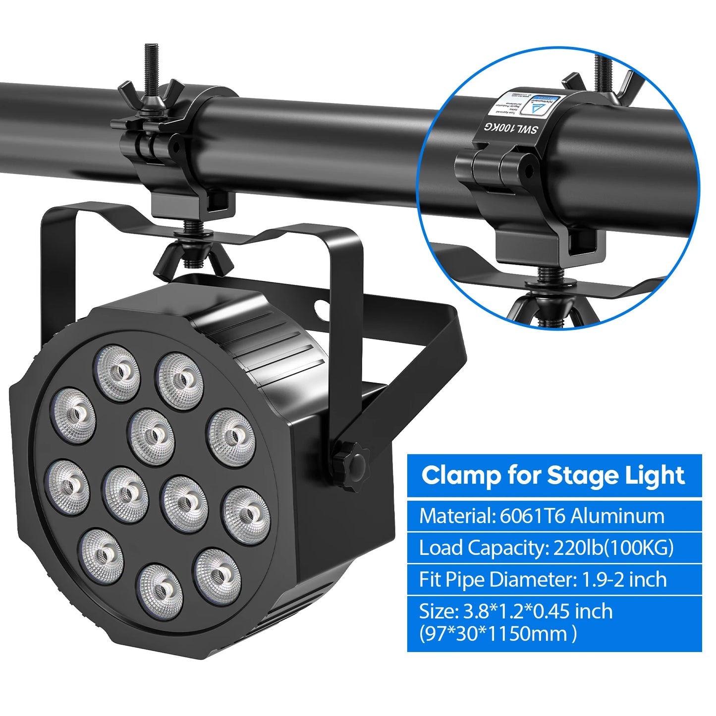 2/4PCS Aluminum Lights Hook Stage Lights Clamp Hanger Hooks Bracket Moving Heads Heavy Duty Hook Suitable 48-52MM pipe diameter