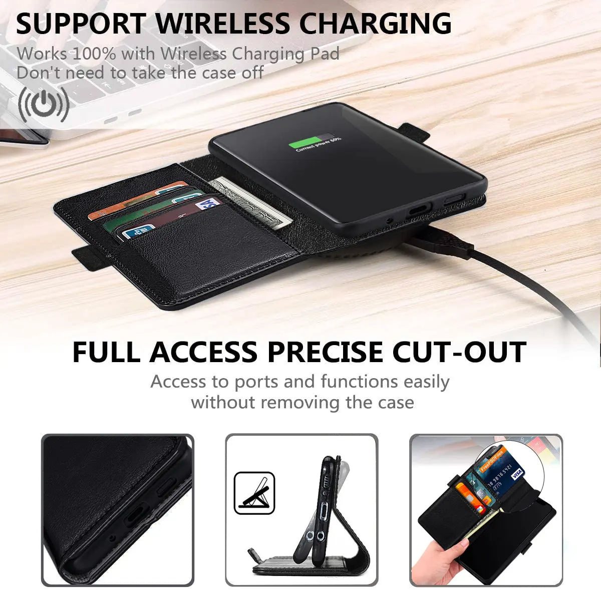 For Samsung Galaxy Note 8 Phone Leather Case Shockproof Wallet Card Slot Pouch Holder Kickstand Flip Cover