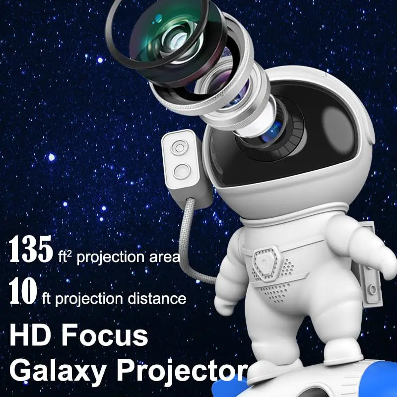 2-in-1 Rocket Astronaut Galaxy Starry Projector Night Light, 360° Rotate Planetarium Nebula LED Lamp For Kids Home Bedroom Gift