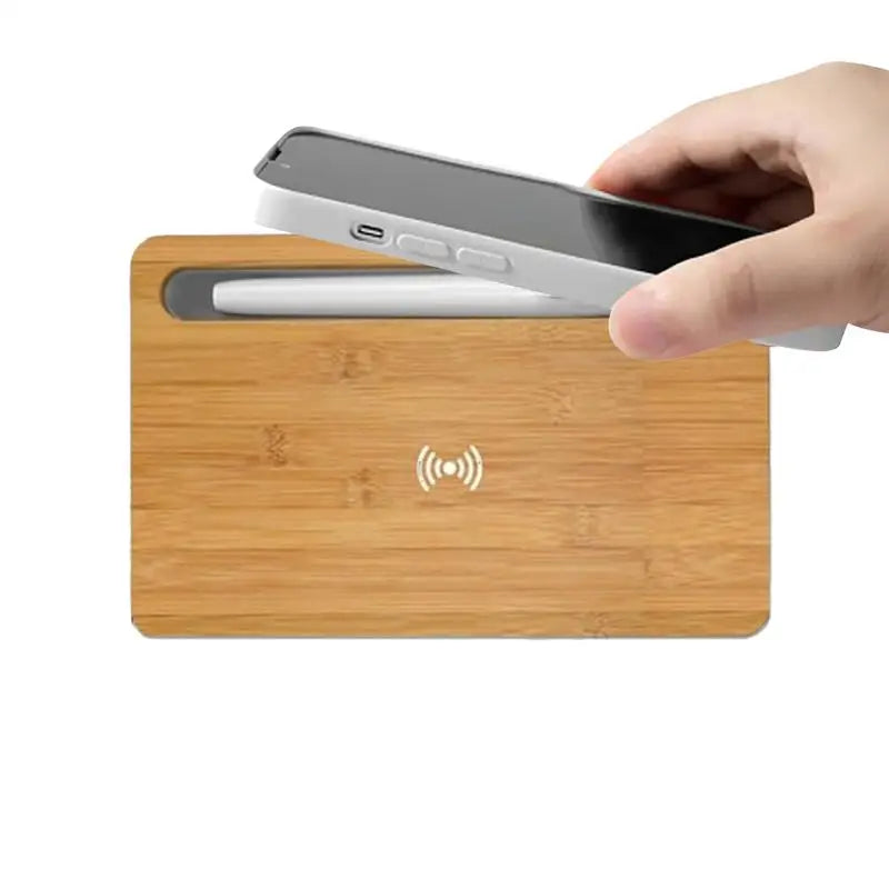 10W Wireless Charger Pad Stand Desktop Wooden Tray Holder