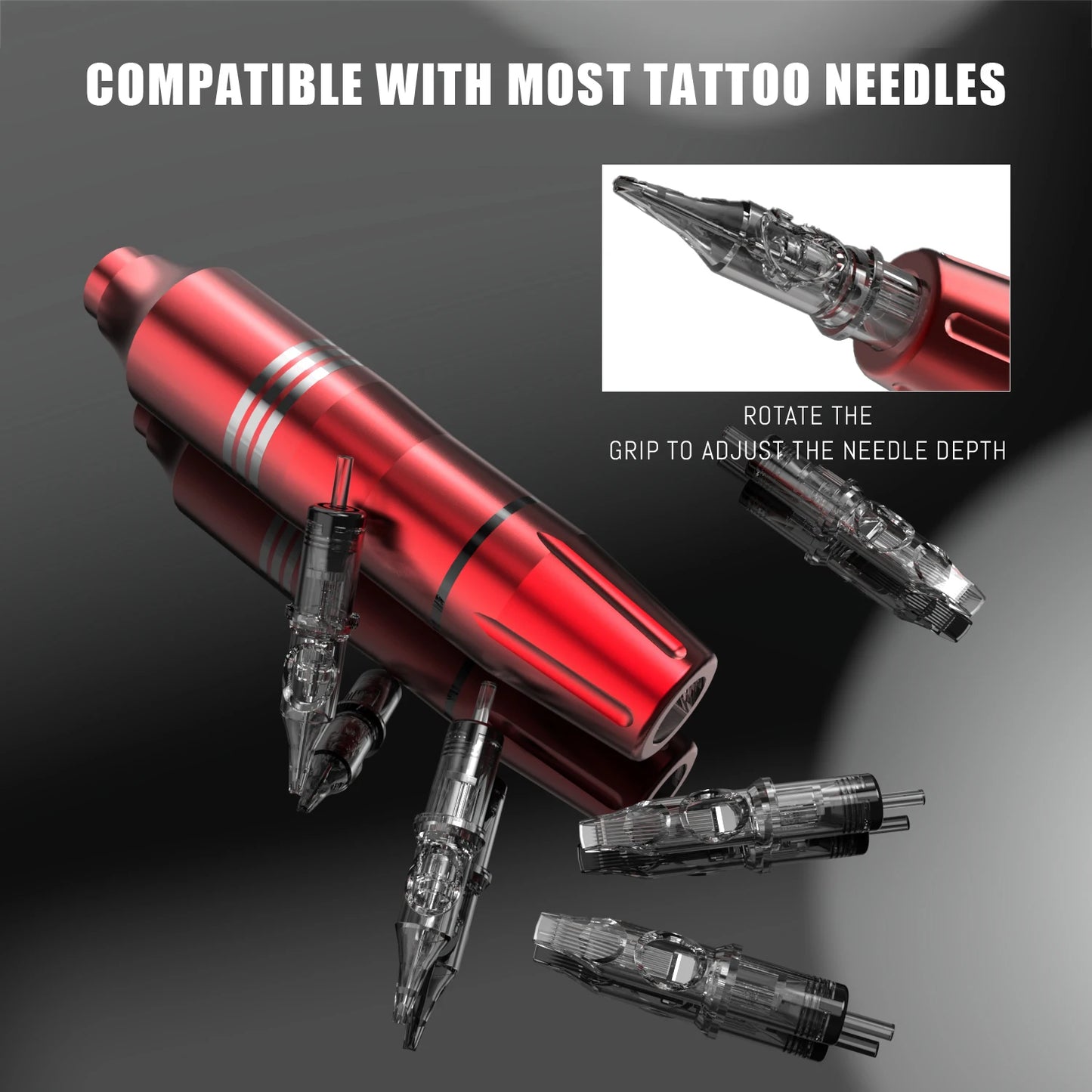 New 55 Pcs Tattoo Gun Kit Rotary Complete Tattoo Kit with Power Supply Mix 10 Piece Cartridge Needle for Beginners and Artists