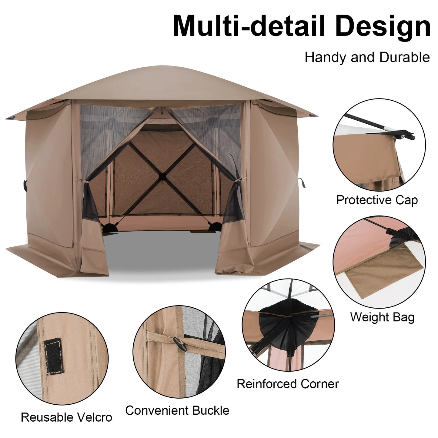 Pop up Gazebo Screen Tent Screen House for Camping, 12x12ft Camping Gazebo Outdoor Screened Gazebo with Sidewalls, Portable Hub