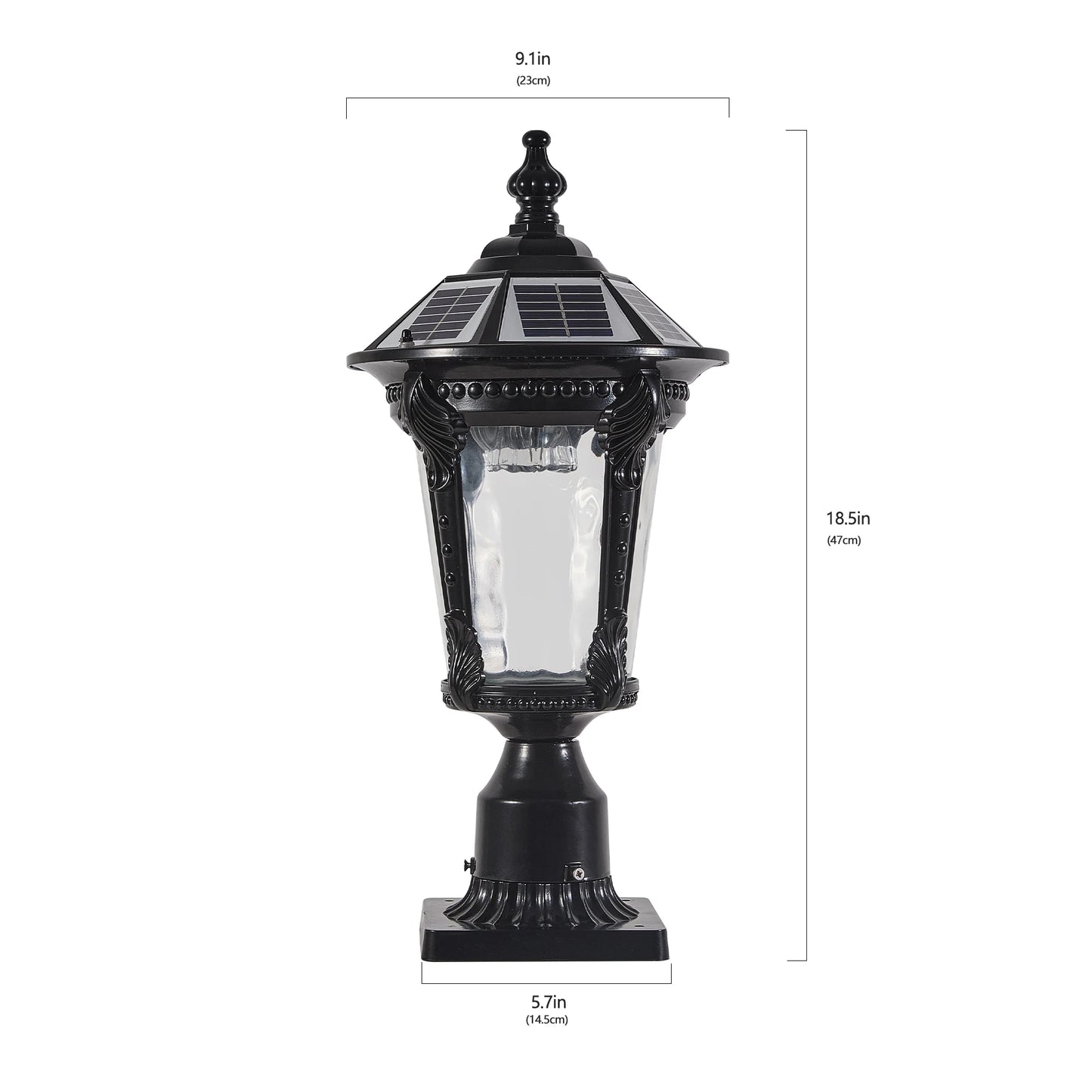 Solar Powered Outdoor Post Light, Waterproof LED Lamp for Garden, Yard -with Auto On/Off, Energy-Saving Landscape Lighting