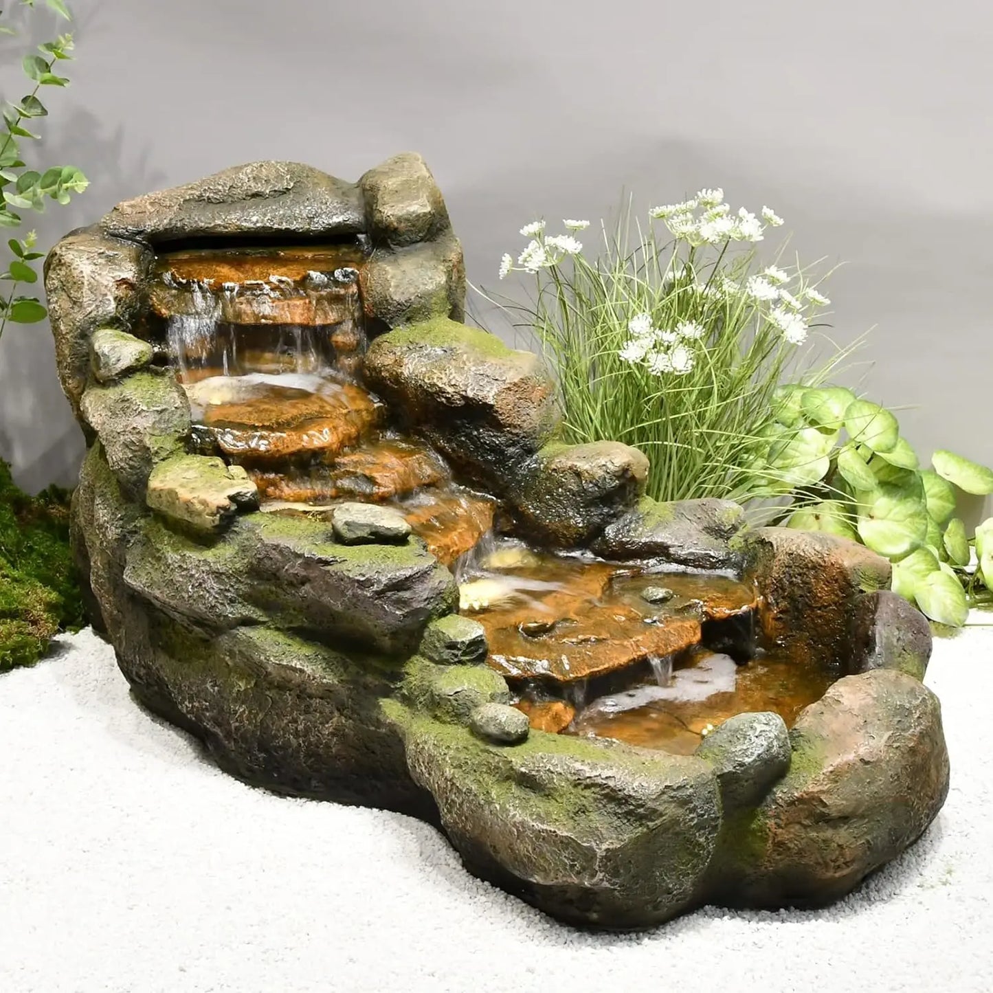 42.1 "L floor standing outdoor fountain with LED lights and pump, suitable for garden, home art decoration, outdoor fountain
