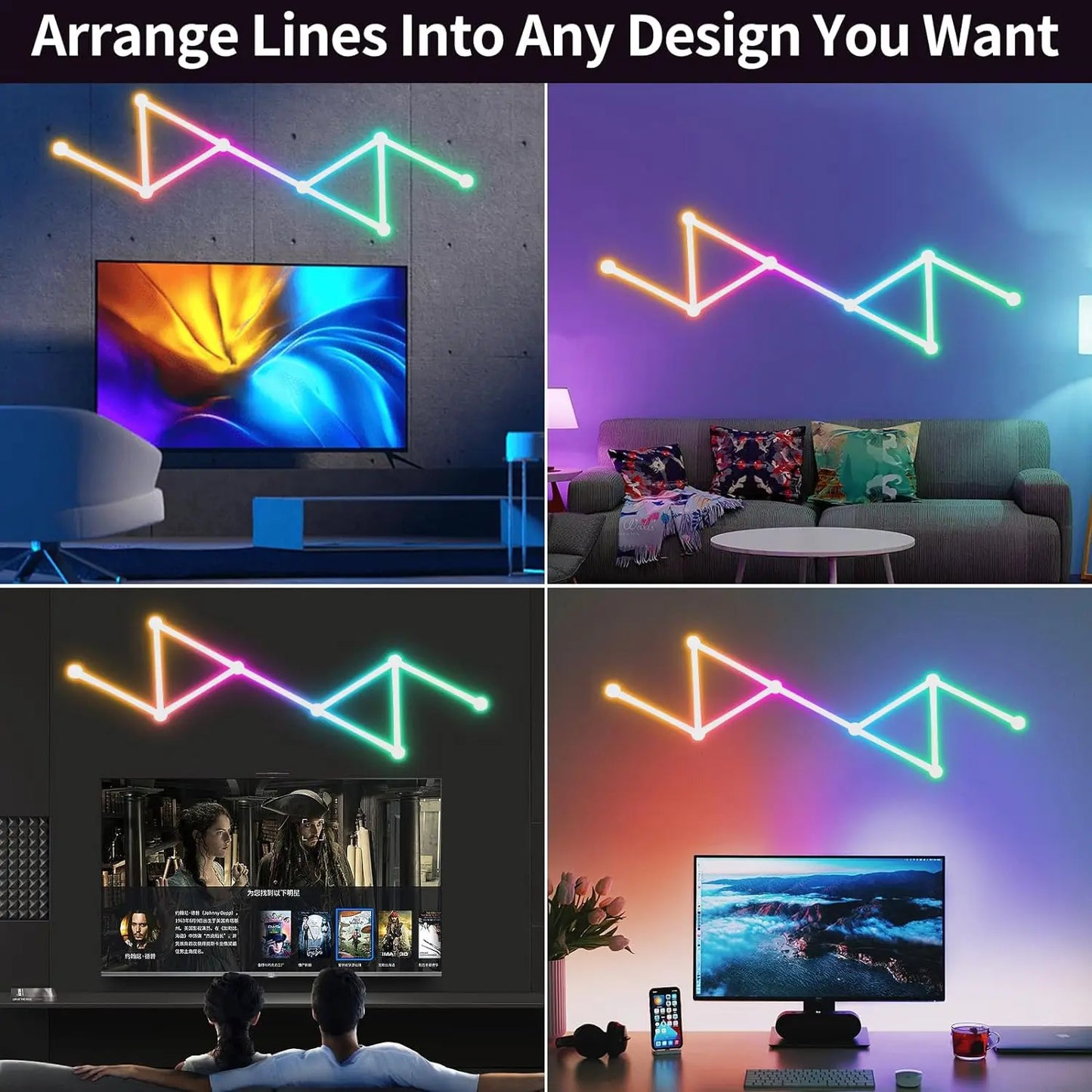 Mexllex 6/9PCS RGB Smart LED Wall Light Bars for Home