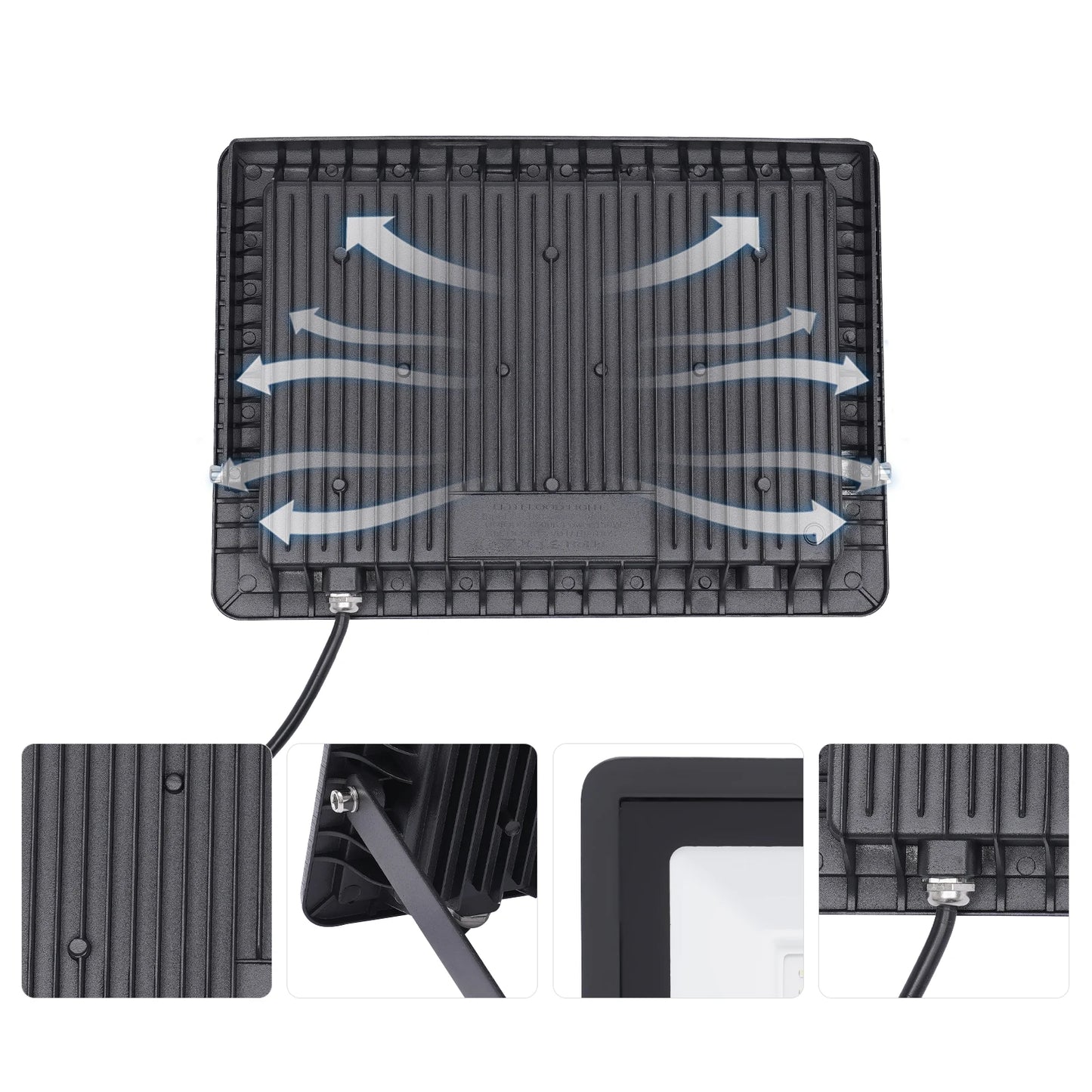 2Pcs LED Flood Light with Plug Outdoor 6000-6500K Daylight White IP66 Waterproof for Backyard Garage