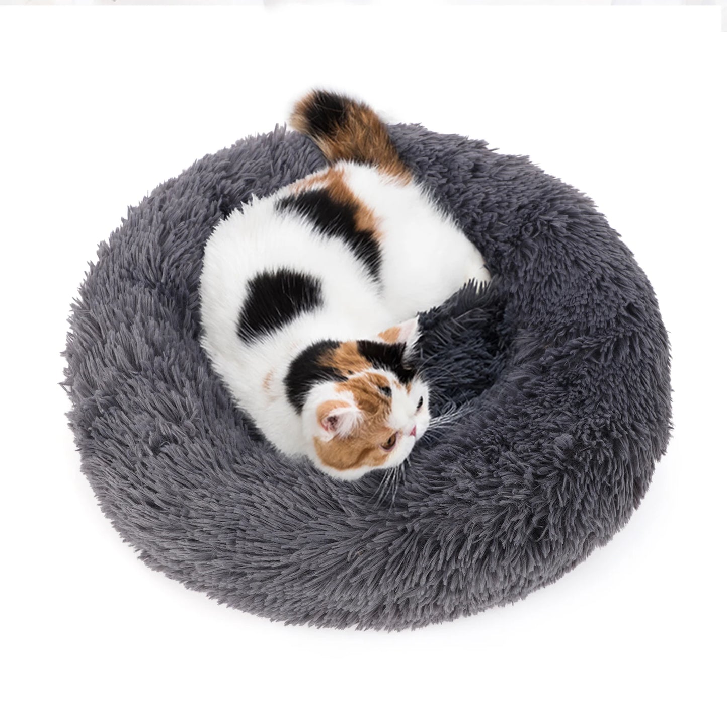 40-100cm Fluffy Pets Large Round Dog Bed Super Warm Soft Cat House