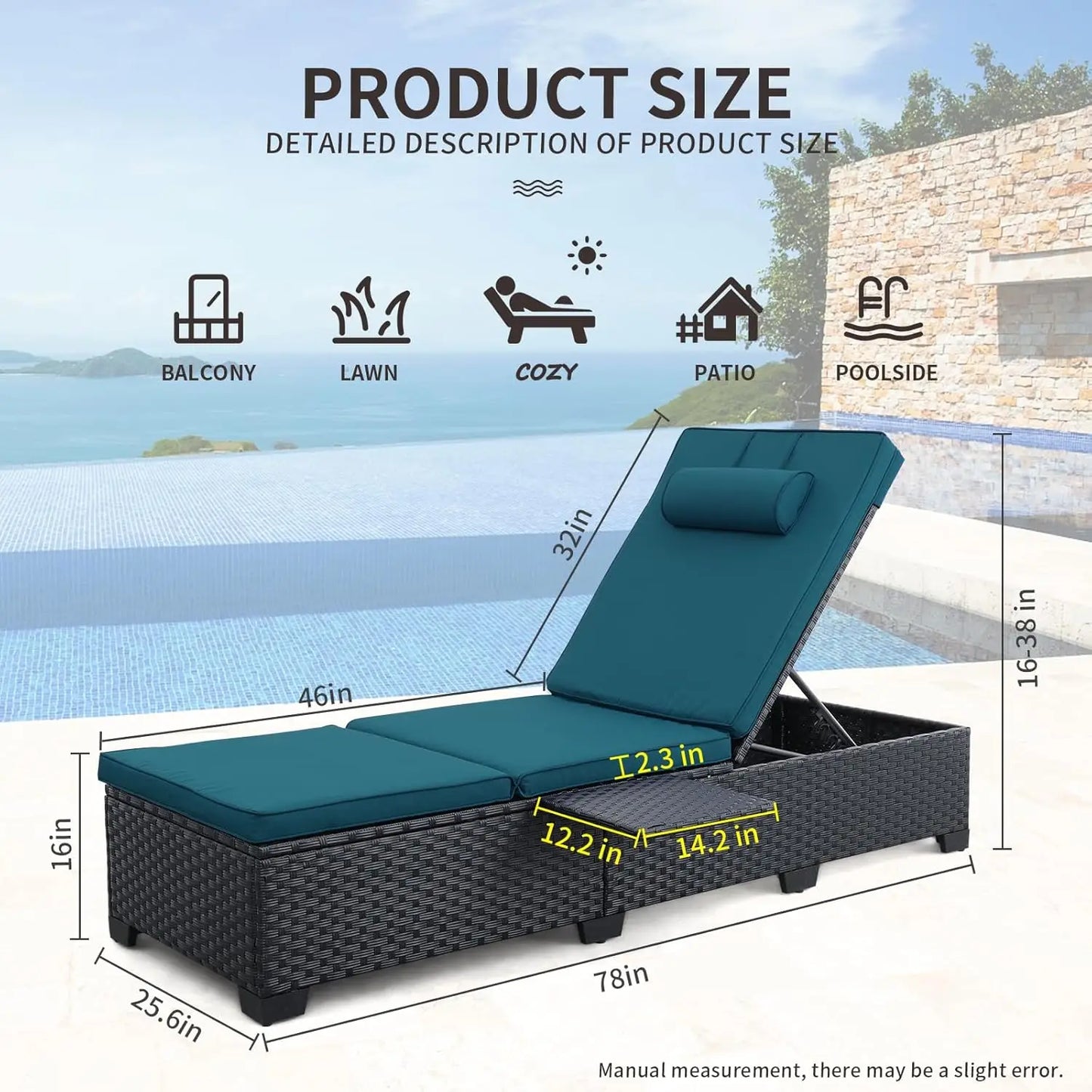 Outdoor Chaise Lounge Chairs for Outside Patio Set of 2