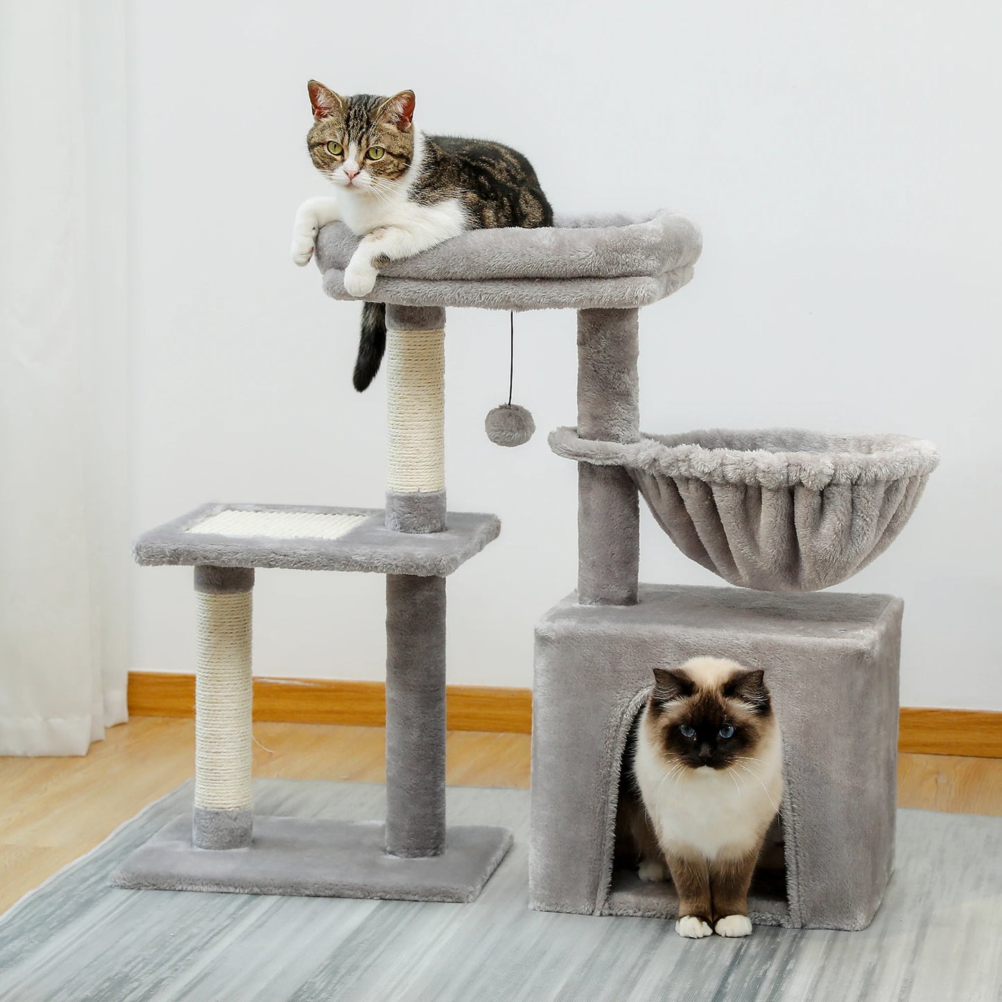 Cat Tree Cat Tower for Indoor Cats with Hammock Grey