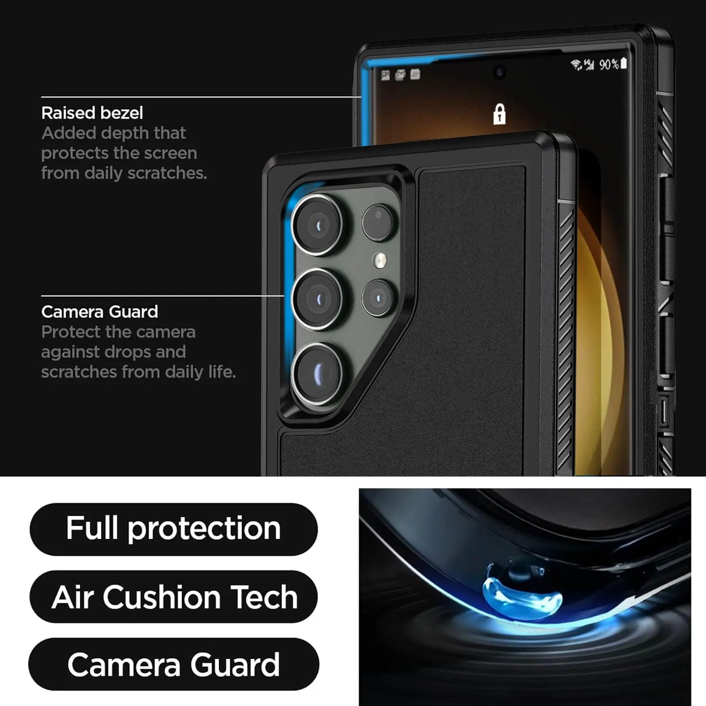 For Samsung Galaxy S23 Ultra 5G Dual Layer Case Slim Thin Hybrid Rugged Hard Shockproof Phone Cover Black