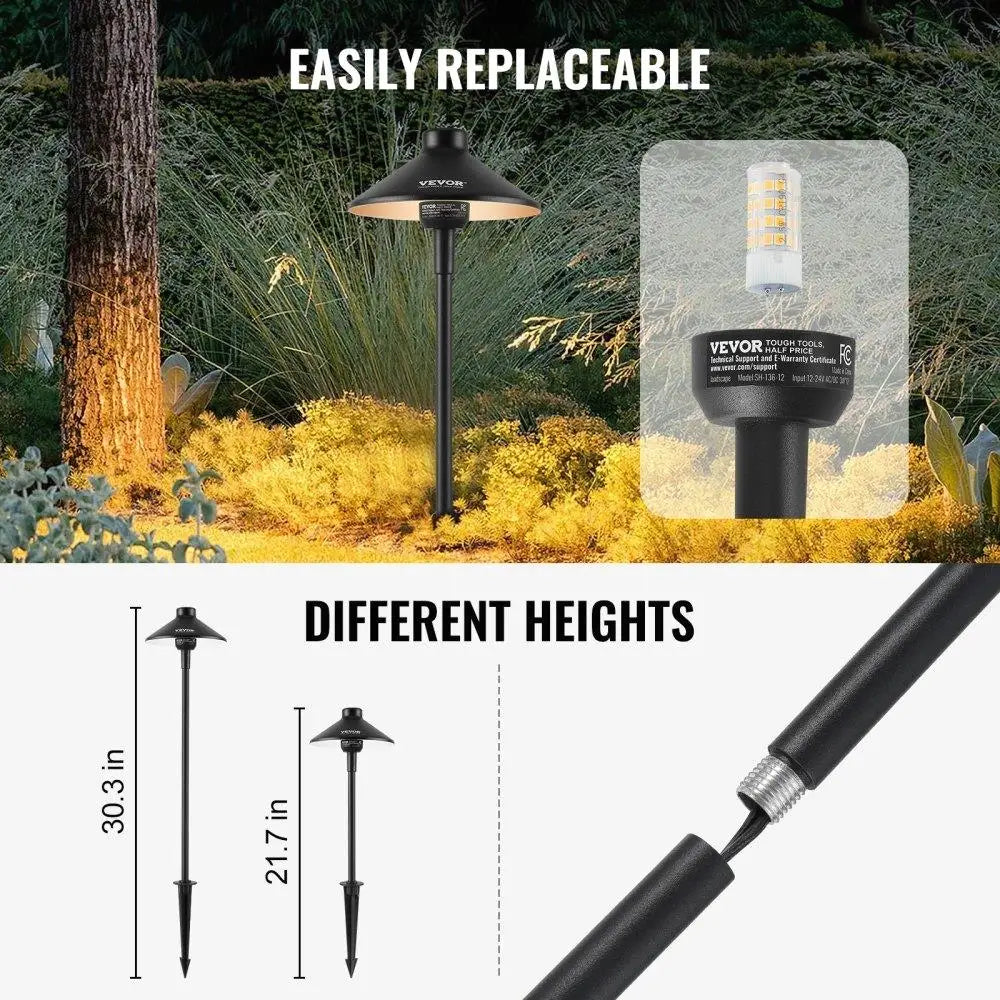 8 Pack Low Voltage Landscape Lights 3W 210LM 12V 24VAC DC Outdoor Walkway Lighting 3000K Warm White IP66 Waterproof