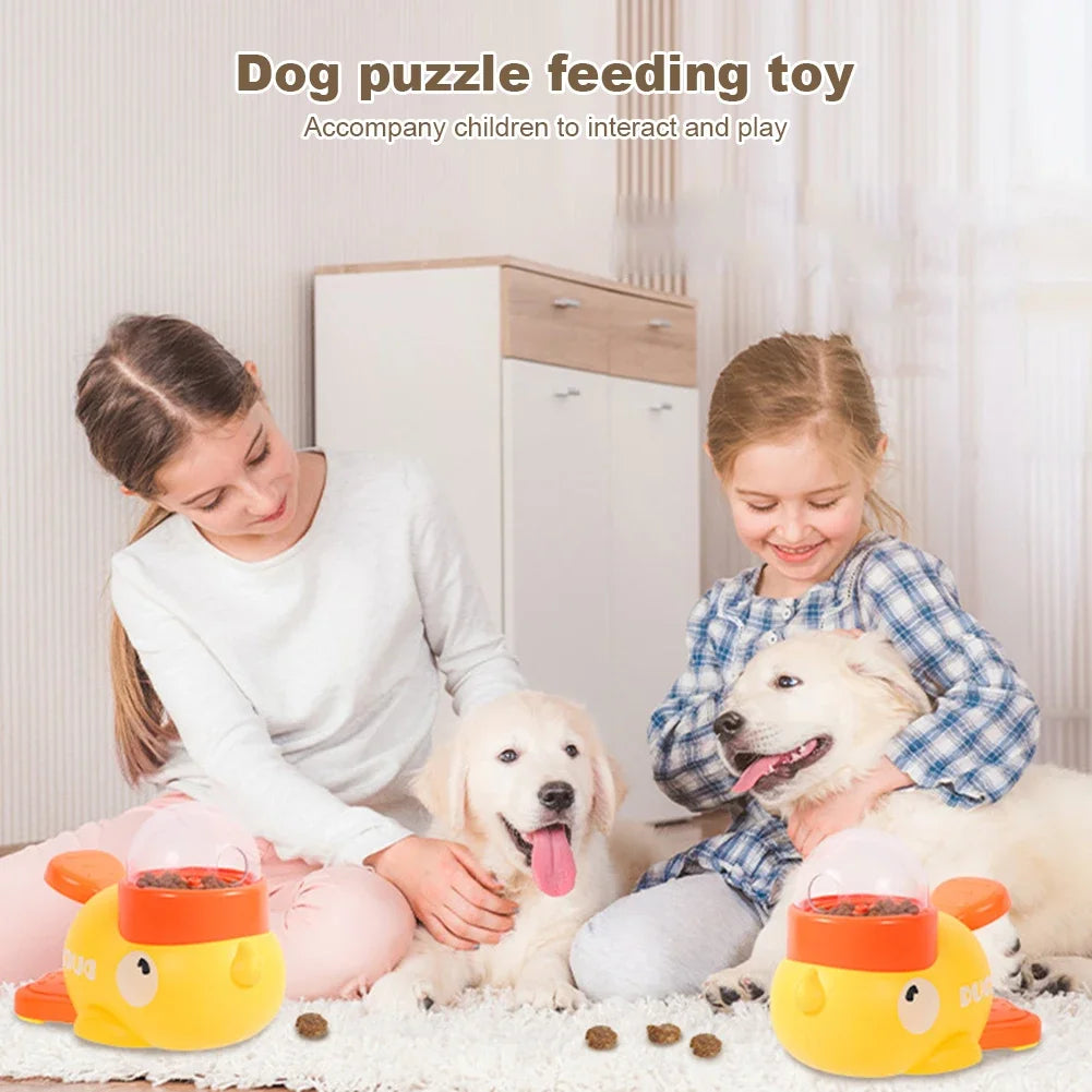 Yellow Duck Pet Automatic Feeder Wear Resist Dog Snack Feeder Non Slip Puzzle Feeder Toy for Dog Cat Intelligent Training Toy