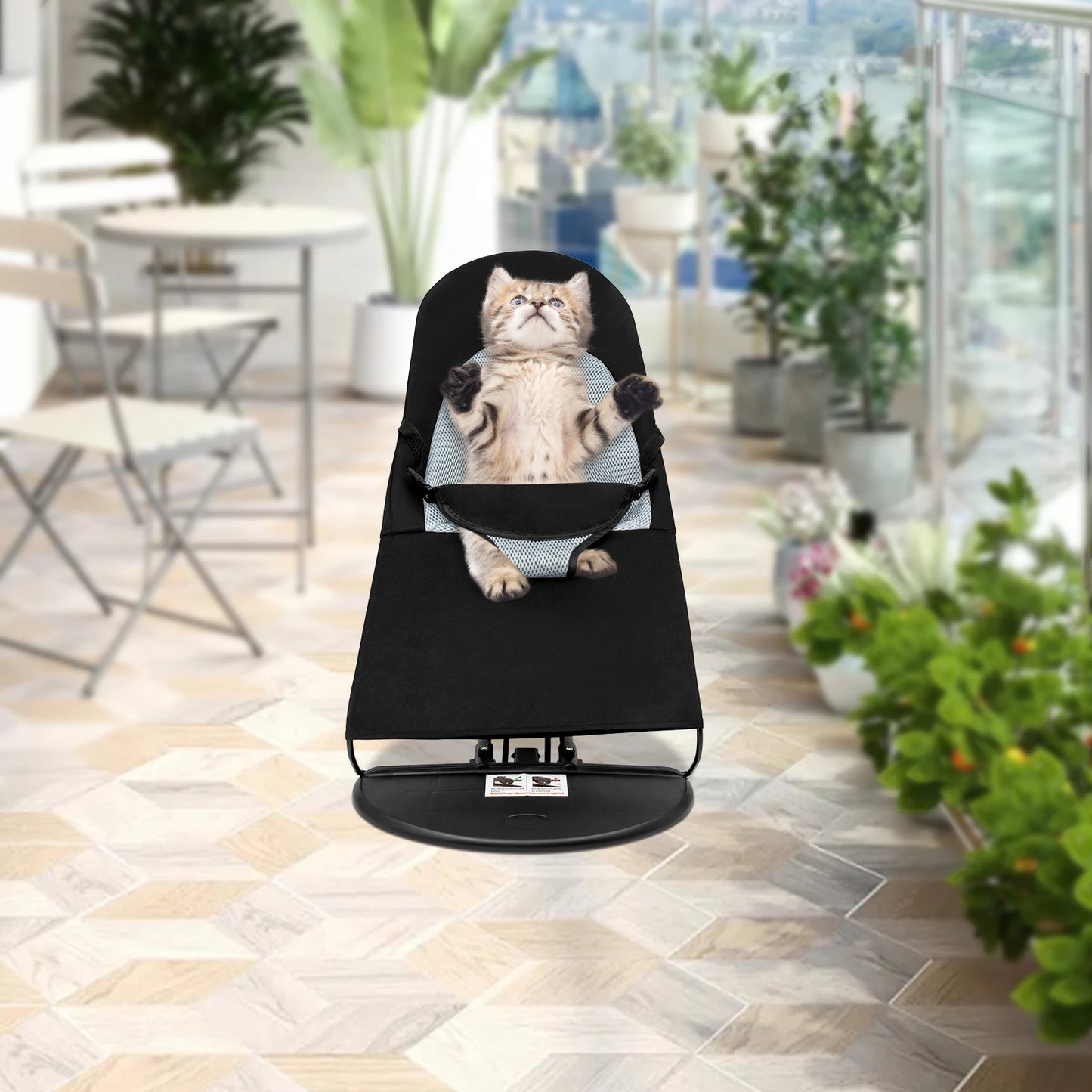 Black Pet Rocking Chair Hardcover Fabric Rocker Bed Under 33.07 Lb