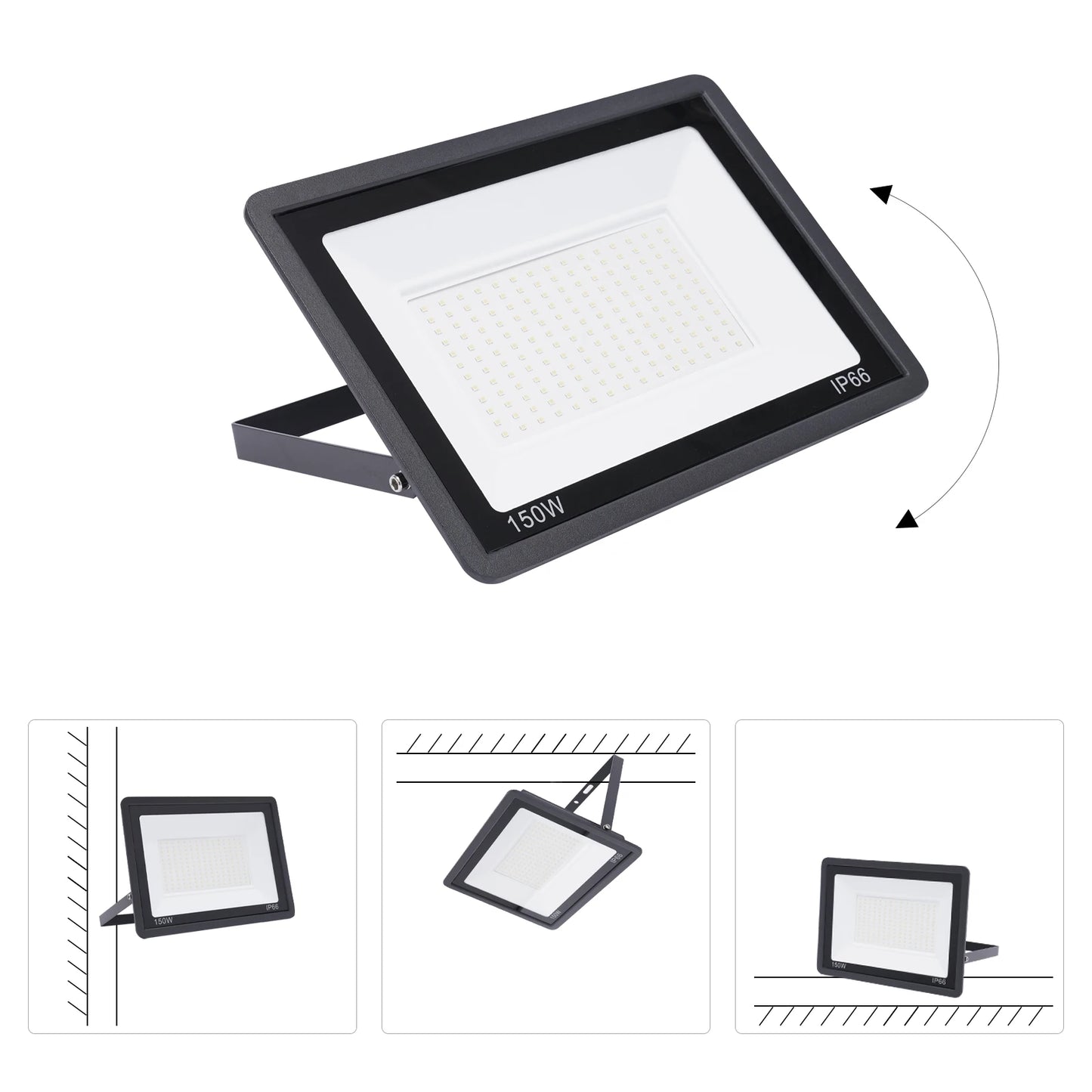 2Pcs LED Flood Light with Plug Outdoor 6000-6500K Daylight White IP66 Waterproof for Backyard Garage