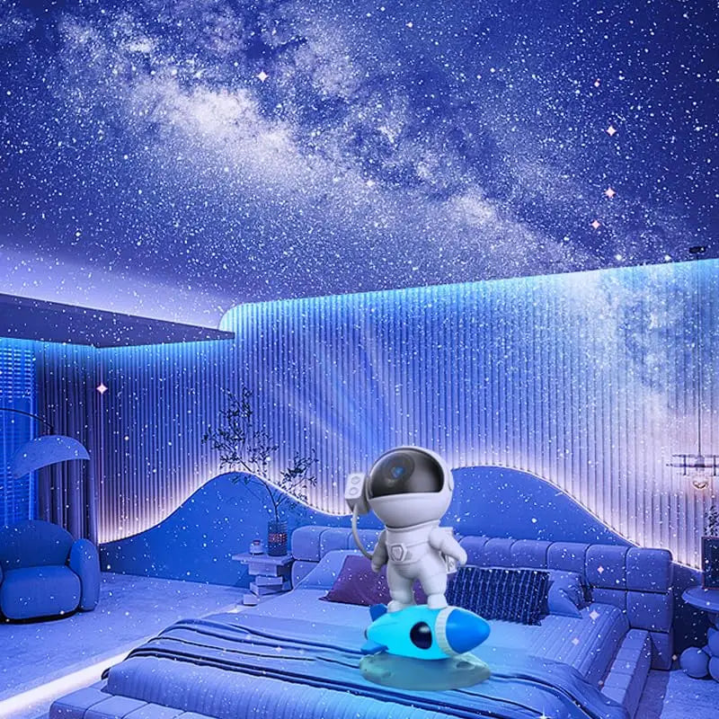 2-in-1 Rocket Astronaut Galaxy Starry Projector Night Light, 360° Rotate Planetarium Nebula LED Lamp For Kids Home Bedroom Gift