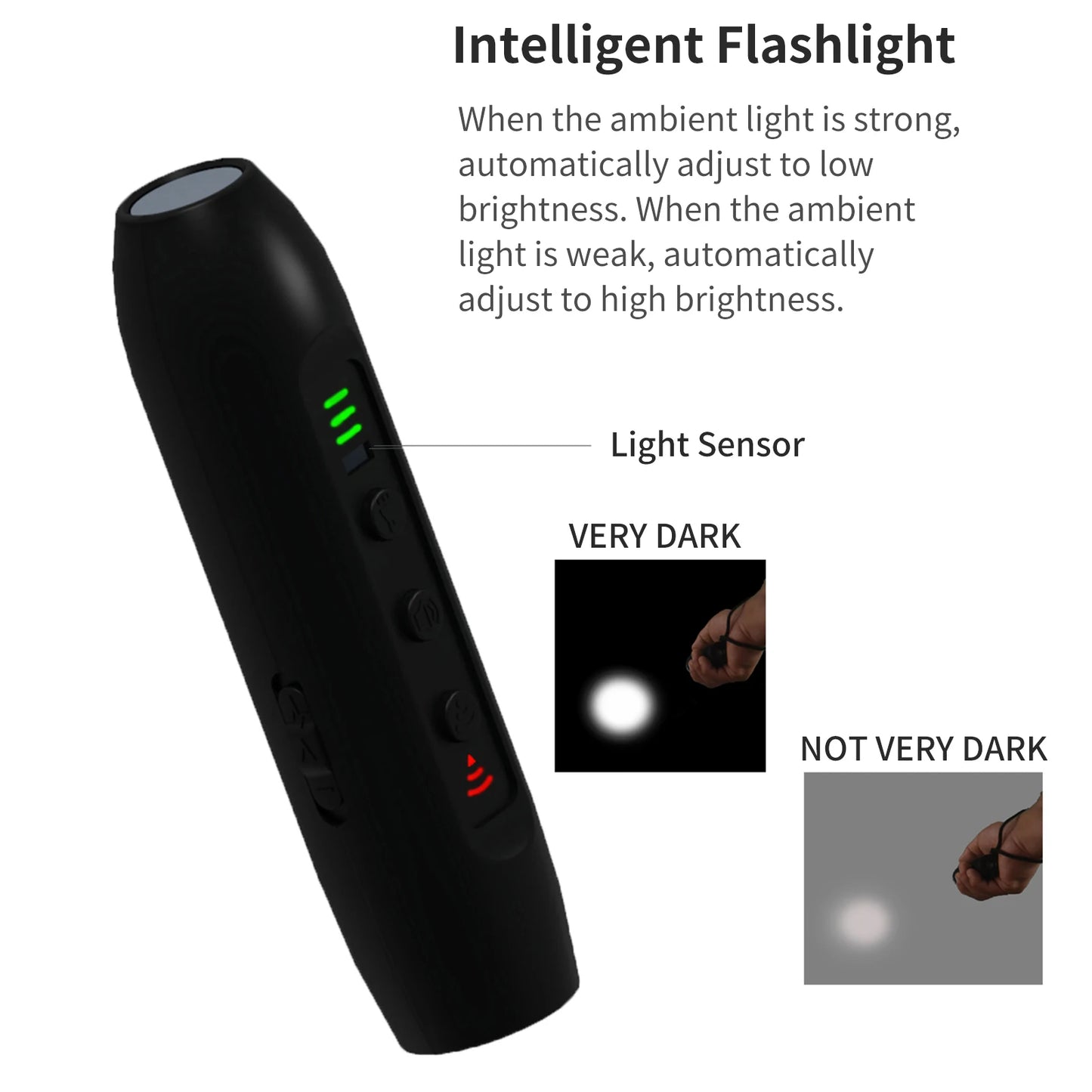 Upgrade Ultrasonic Dog Repeller 3 Modes Portable Chargeable Dog Drive Device with Intelligent High Brightness Flashlight Dog