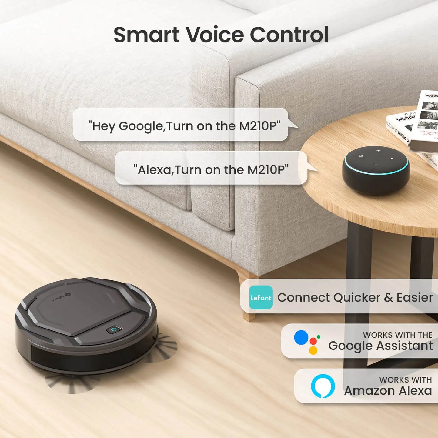 Lefant M210Pro Robot Vacuum Cleaner Suck and Sweep 2-in-1 Mini App/Google/Alexa Control 6 Cleaning Modes for Pet Hair Hard Floor