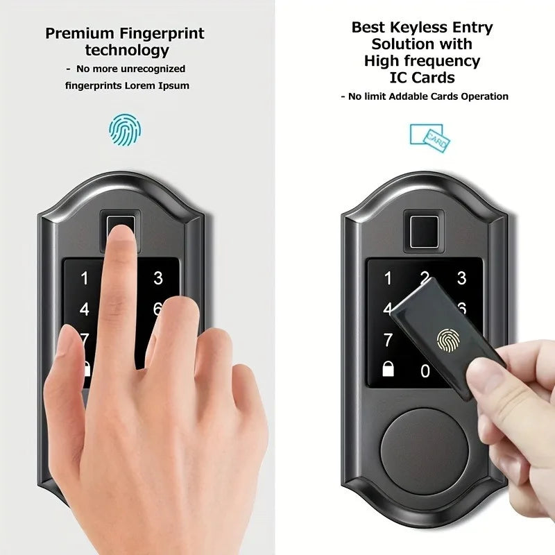 CIEPOJIT Smart Fingerprint Deadbolt Smart Door lock Electric Lock with Latch Auto Lock Key/Password/ TTLOCK APP