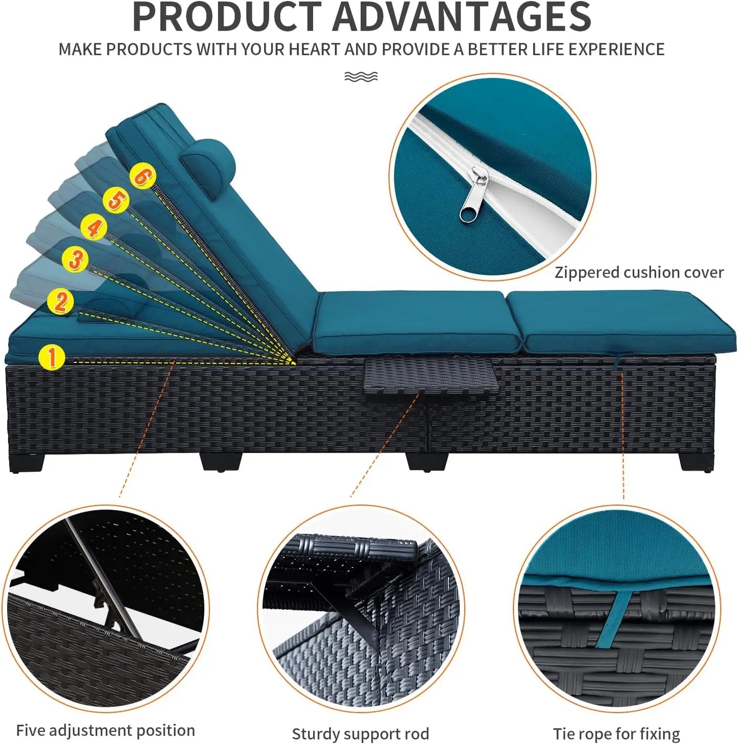 Outdoor Chaise Lounge Chairs for Outside Patio Set of 2