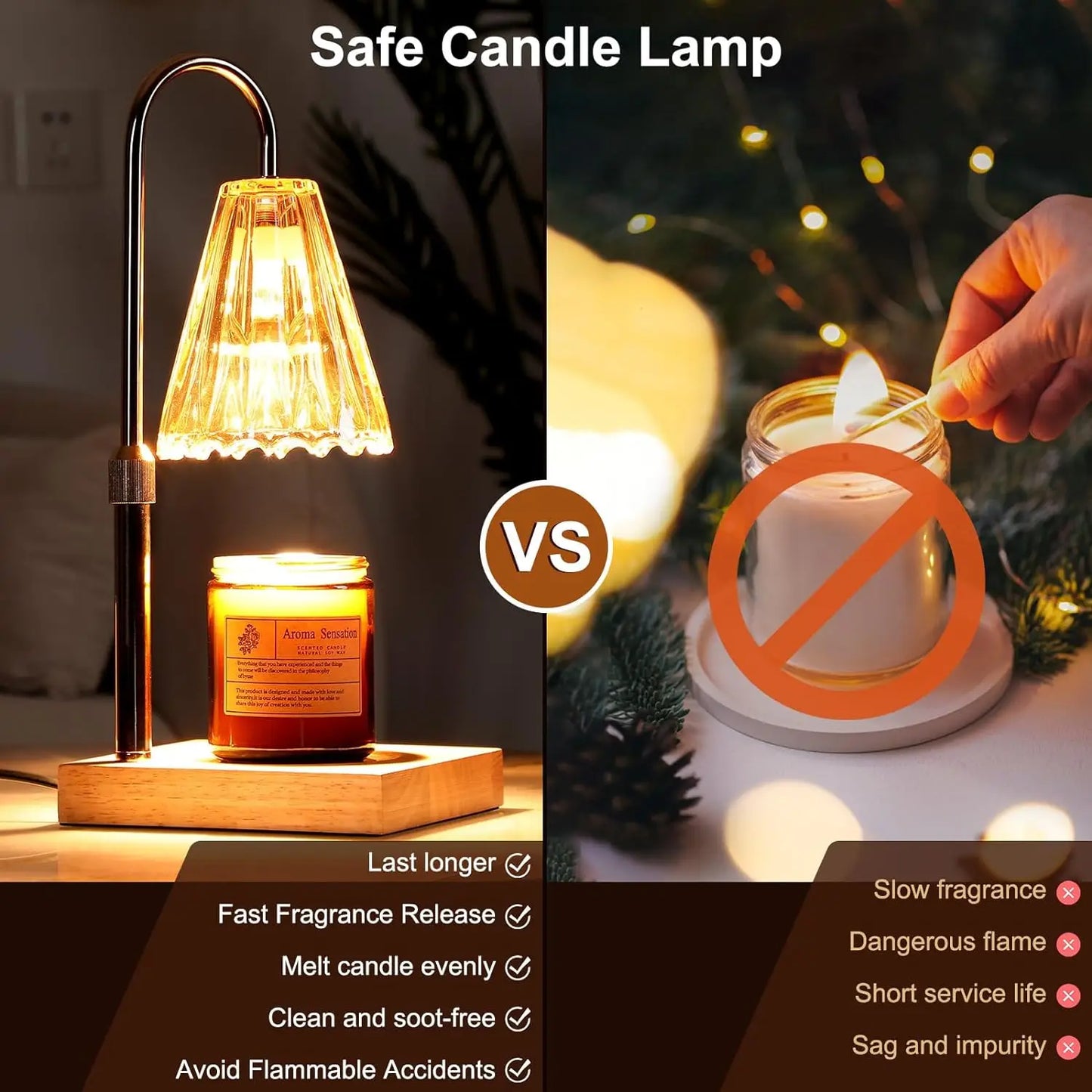 Lightess Candle Warmer Lamp with Timer Dimmer 2 Bulbs