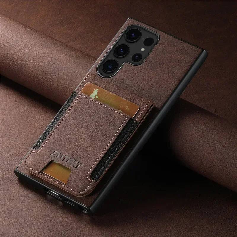 Luxury Shockproof Leather Wallet Flip Phone Case For Samsung S24 S23 S22Ultra Plus Magnetic Cover For Galaxy Note20 Ultra