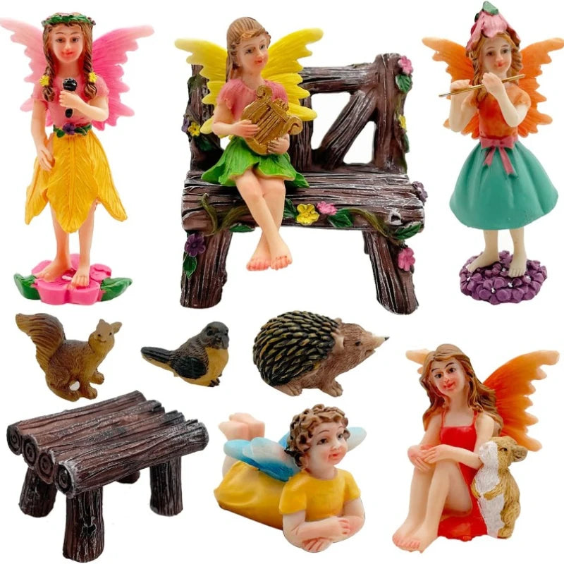 Garden Statues Fairies Set of 10 Pcs Miniature Outdoor Decor